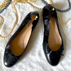 L K Bennett London Trilly Black Napa leather ballet flats Sz 39 excellent cond.